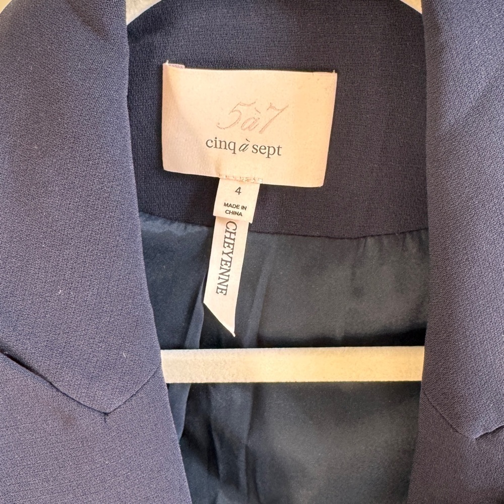 Cinq à Sept Navy Blazer with Floral Embellishments - Picture 2 of 6